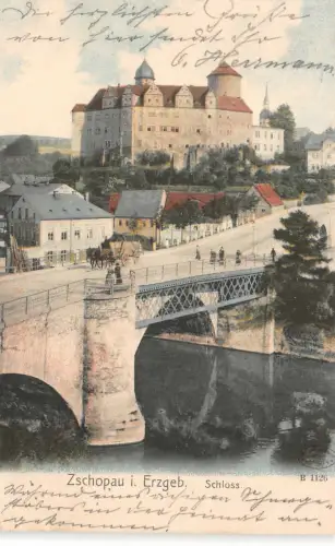 Schloss bei Zschopau Erzgebirge Sachsen Postkarte AK 1905