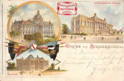 Strassburg Deutschland Fahrräder Einbeck Werbe Litho Postkarte 1905