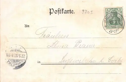 Grünbach Vogtland Sachsen Gasthof Wendelstein Lithographie 1902