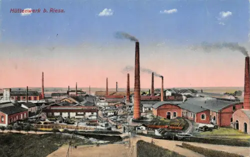 Hüttenwerk bei Riesa Sachsen Postkarte AK 1917