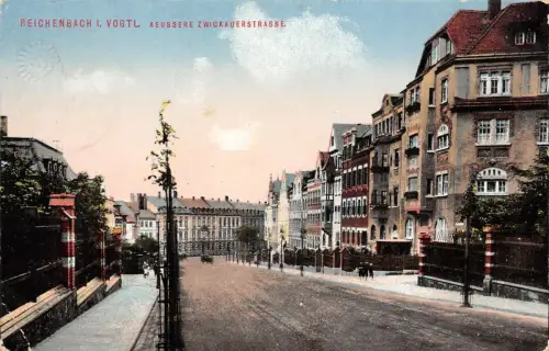 Äußere Zwickauer Straße Reichenbach Vogtland Sachsen Postkarte AK 1917