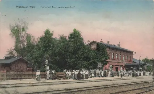 Bahnhof Teichwolframsdorf Werdauer Wald Thüringen Postkarte AK 1919