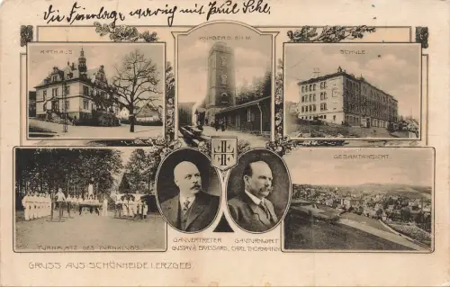 Gruss aus Schönheide Erzgebirge Sachsen Postkarte AK 1917