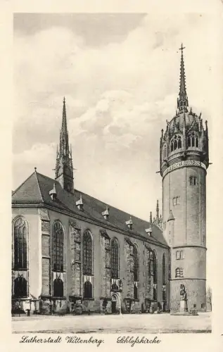 Schlosskirche in Lutherstadt Wittenberg Sachsen-Anhalt Postkarte AK 1937