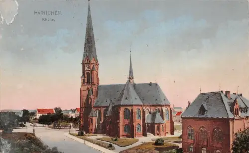 Kirche in Hainichen Sachsen Postkarte AK 1919