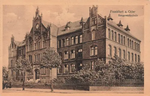 Baugewerkschule in Frankfurt Oder Brandenburg Postkarte AK 1934
