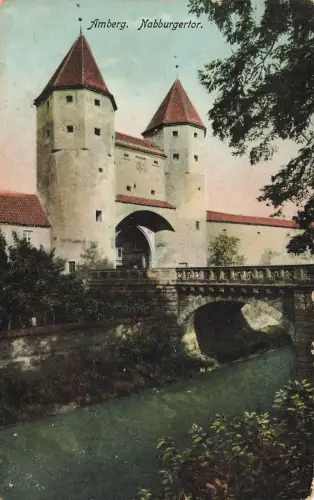 Nabburgertor in Amberg Bayern Postkarte AK