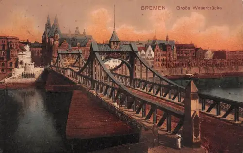 Bremen Große Weserbrücke Postkarte AK