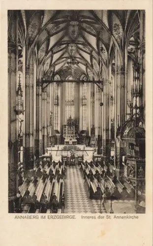 Inneres der St. Annenkirche Annaberg Erzgebirge Sachsen Postkarte AK 1929