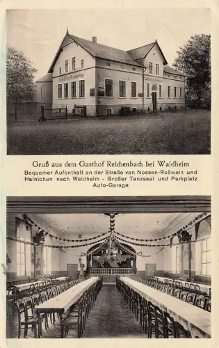 Gruß aus dem Gasthof zum Trompeter Reichenbach Waldheim Sachsen Postkarte AK