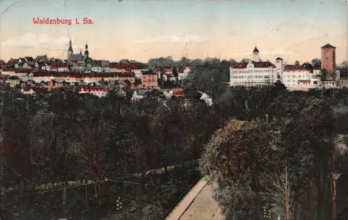Waldenburg i. Sa. Ansicht Schloss Postkarte 1912