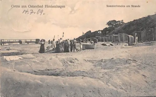 Gruss aus Ostseebad Henkenhagen Sommerfreuden am Strande Postkarte AK 1909
