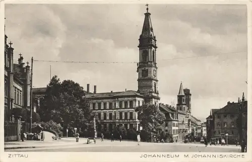 Johanneum mit Johanniskirche in Zittau Sachsen Postkarte AK