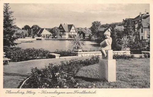 Ilsenburg Harz Kuranlagen am Forellenteich Postkarte AK