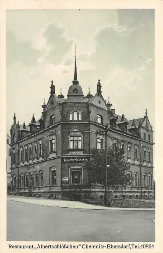 AK Chemnitz Ebersdorf Frankenbergerstrasse Restaurant Albertschlößchen