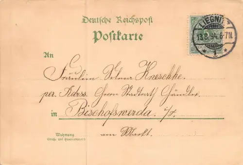 Gruss aus Liegnitz Schlesien Postkarte AK Vorläufer 1894