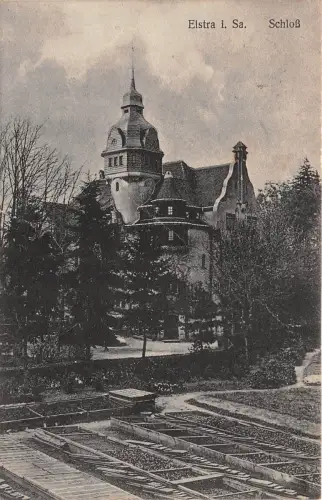 Elstra Sachsen Schloß Postkarte gelaufen 1925