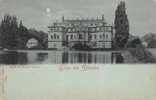 Gruss aus Dresden Palais im Grossen Garten Postkarte AK