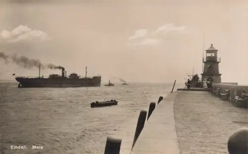 Ansicht Mole bei Emden Niedersachsen Postkarte AK