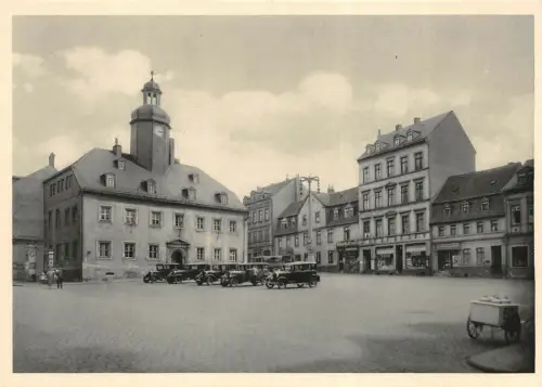 Meerane Sa. Markt mit Rathaus Postkarte AK