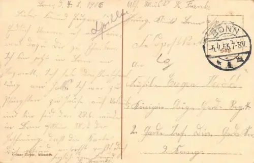 Königswinter und Drachenfels Feldpostkarte 1916