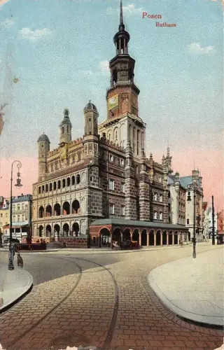 Posen Rathaus Postkarte AK