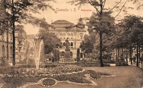 Beckerplatz in Chemnitz Sachsen Postkarte AK 1918