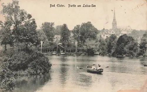 Ansicht Partie am Luisa-See Bad Elster Vogtland Sachsen Postkarte AK 1918