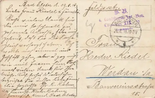 Ansicht Partie am Luisa-See Bad Elster Vogtland Sachsen Postkarte AK 1918