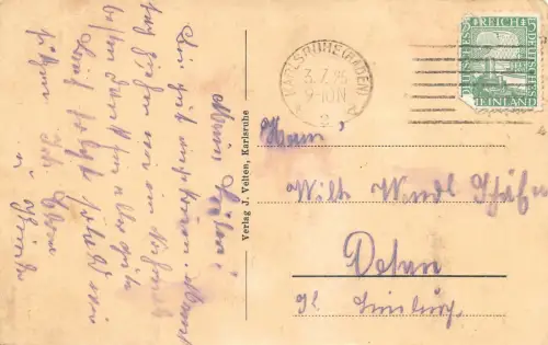 Karlsruhe Hauptbahnhof Strassenbahn Baden-Württemberg Postkarte AK 1925