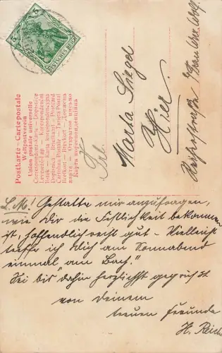 Frau mit Pilz Viel Glück Postkarte