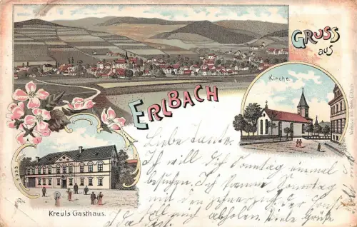 AK Erlbach Vogtland Kreuls Gasthaus Litho Postkarte 1902