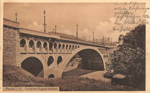 Plauen i.V. Friedrich-August-Brücke Postkarte 1911