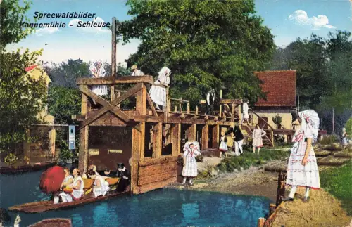 Spreewaldbilder Kannomühle-Schleuse Spreewald Brandenburg Postkarte AK
