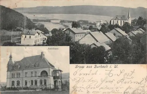 Gruss aus Burbach i. W. Amtshaus AK 1906