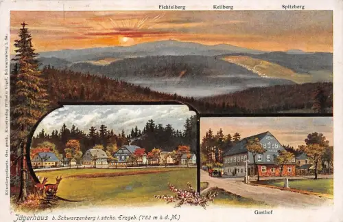 Jägerhaus b. Schwarzenberg i. sächs. Erzgeb. Gasthof Fichtelberg AK 1919