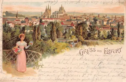 Gruss aus Erfurt Ansicht Dom Litho Postkarte 1902