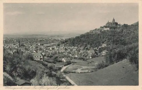 Wernigerode vom Zwölfmorgental gesehen Sachsen-Anhalt Postkarte AK