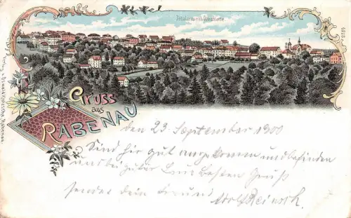 Rabenau bei Freital Totalansicht Litho Postkarte 1900