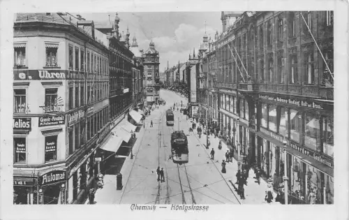 Chemnitz Königstrasse Automat Straßenbahn AK 1918