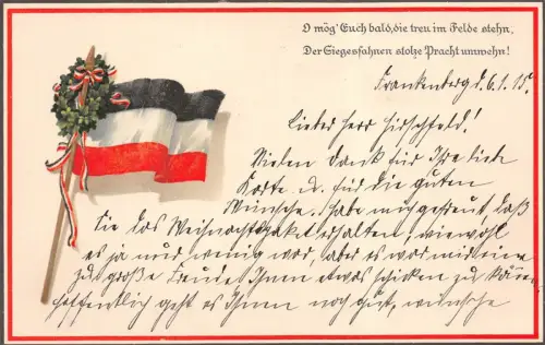 Spruchkarte mit Reichsfahne Patriotika Postkarte AK 1915