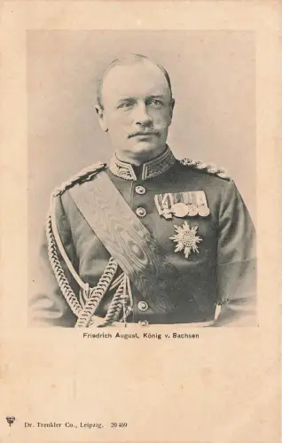 Brustbild Friedrich August König von Sachsen Portrait Postkarte AK