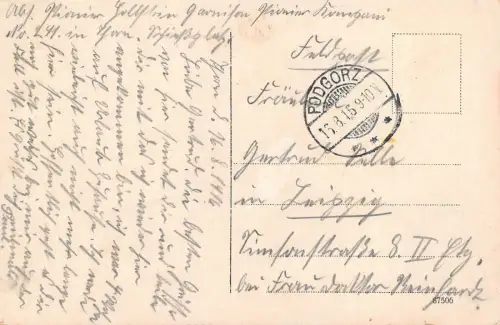 Thorn / Toruń Markt Geschäfte, belebte Strasse Postkarte gel. 1915 Podgorz