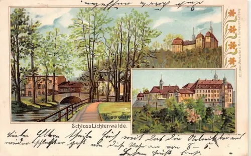 Schloss Lichtenwalde in Niederwiesa Sachsen Postkarte AK 1901