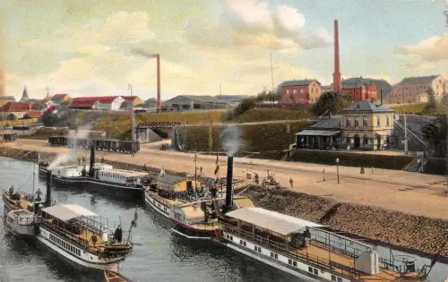 Landungsplatz Riesa an der Elbe Sachsen Postkarte