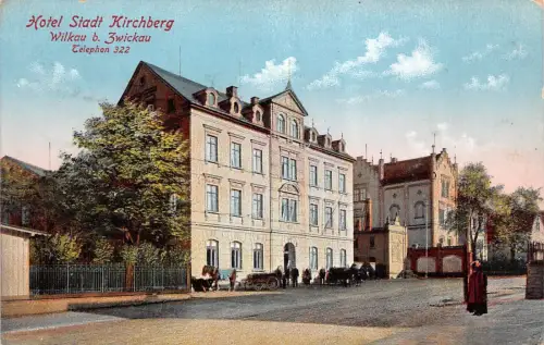 Hotel Stadt Kirchberg Wilkau b. Zwickau Feldpostkarte AK 1917