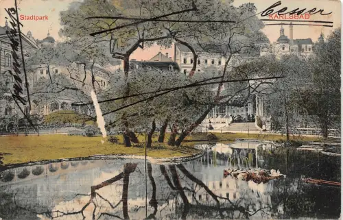 Karlsbad Stadtpark Feldpostkarte 1915