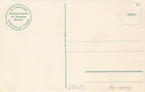 Blick auf Reichenbach Gasthaus zur Traube bei Bensheim Hessen Postkarte AK