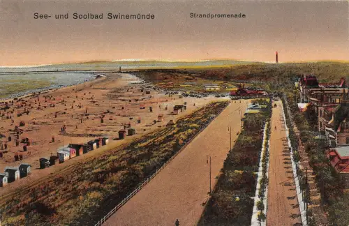 See- und Soolbad Swinemünde Strandpromenade Postkarte AK