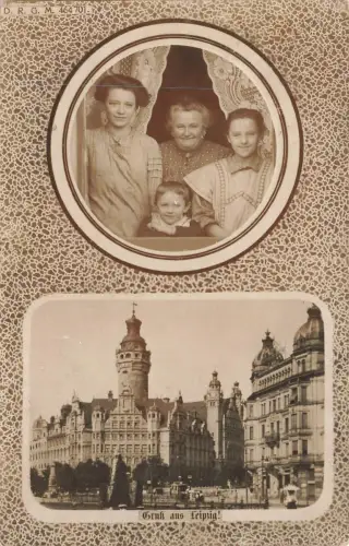 Gruss aus Leipzig mit Portrait Sachsen Postkarte AK 1912